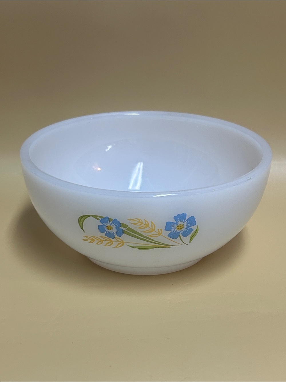 Fire King FORGET ME NOT 4 3/4" white milk glass CHILI BOWL